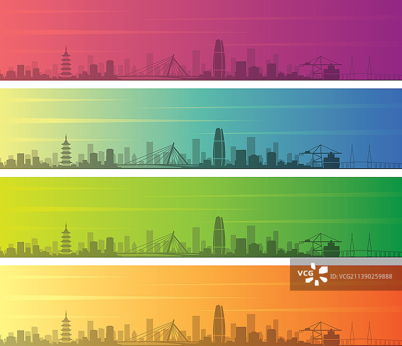 宁波渐变多色天际线banner图片素材