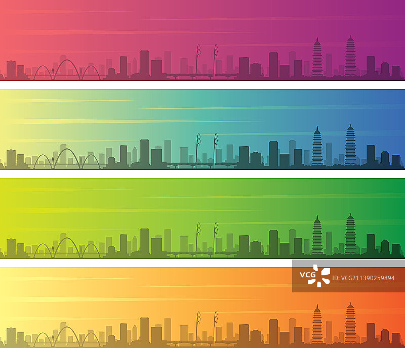 太原渐变色天际线banner图片素材