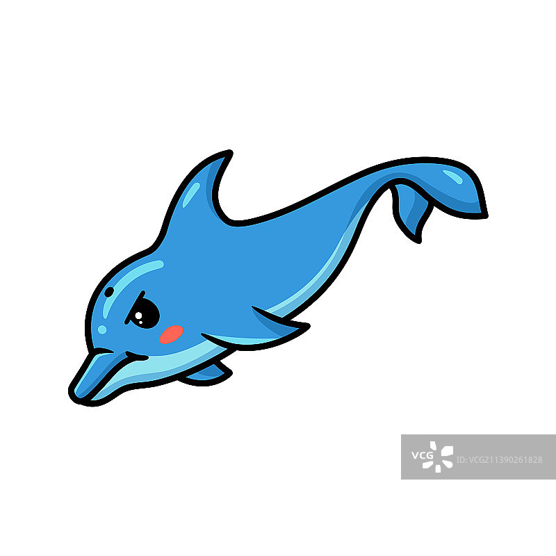 可爱的小海豚卡通游泳图片素材