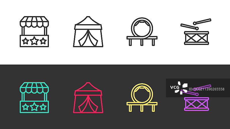 售票亭、马戏团帐篷和滚筒图片素材