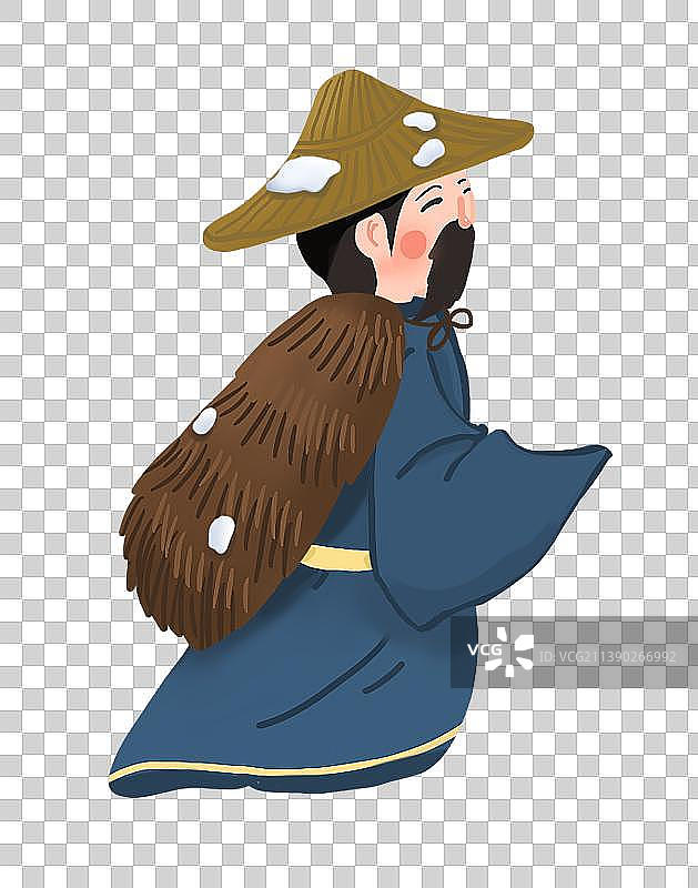 雪天的古人元素图片素材