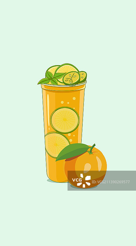 夏日饮品奶茶手绘插画海报图片素材