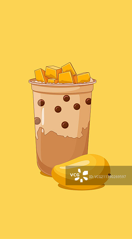 夏日饮品奶茶手绘插画海报图片素材