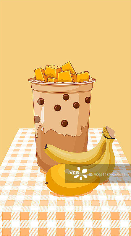 夏日饮品奶茶手绘插画海报图片素材