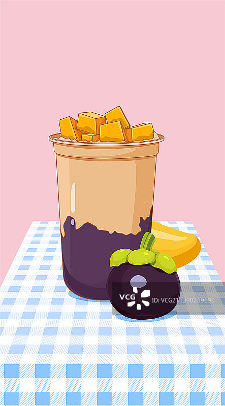 夏日饮品奶茶手绘插画海报图片素材
