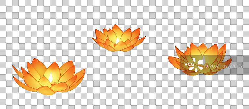 三盏荷花灯图片素材