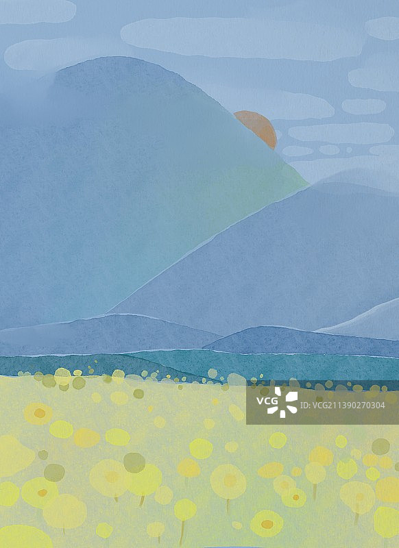 淡雅清新风景插画图片素材