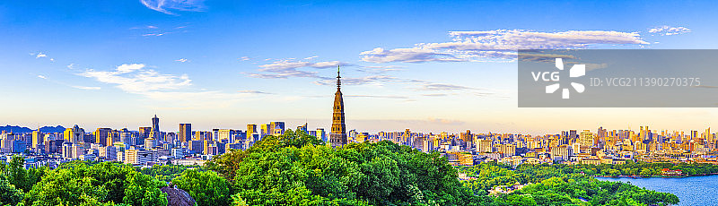 杭州宝石山全景 杭州城市风光 杭州风光 都市风光 保俶塔图片素材