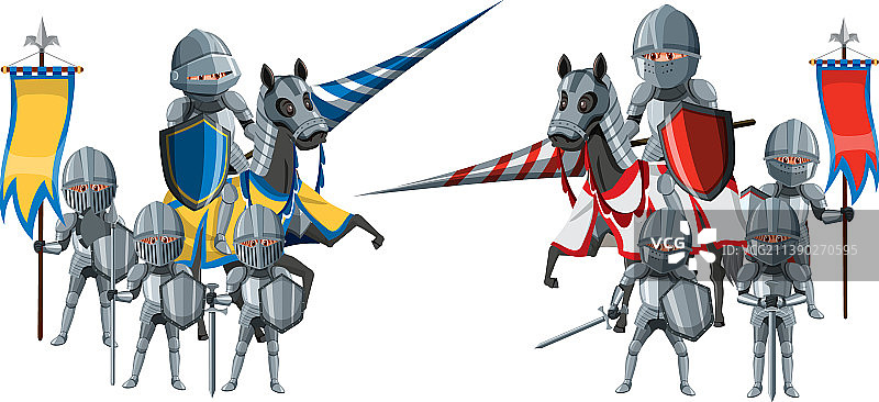 白色背景上的中世纪骑士比武锦标赛图片素材