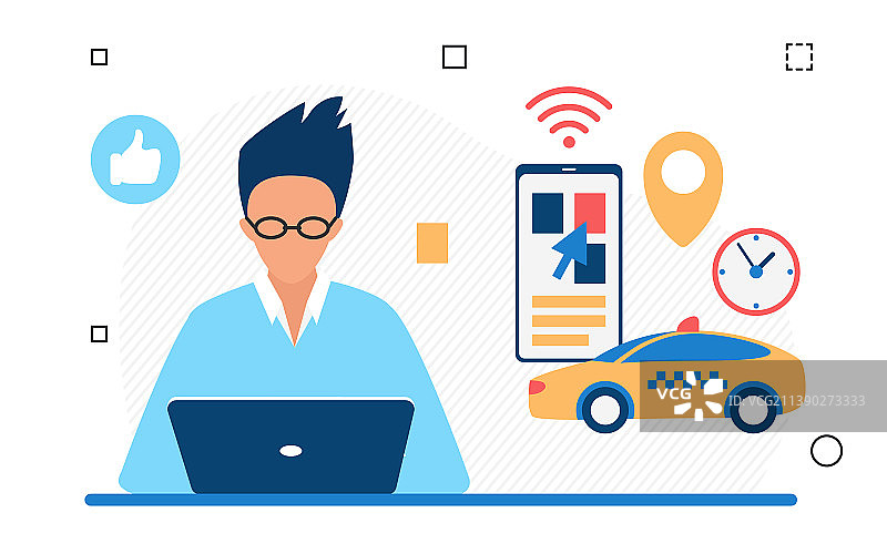 用智能手机App在线预约出租车图片素材