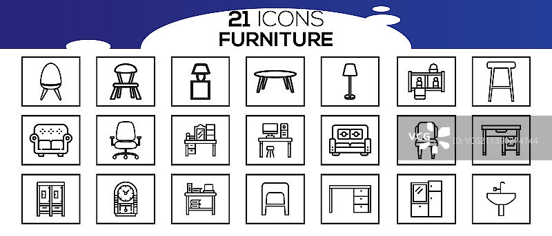 家具轮廓图标集图片素材