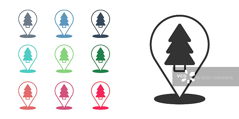 白色背景上的黑色圣诞树图标图片素材