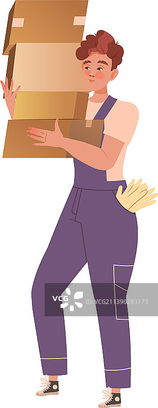 穿工作服的配送服务工人或搬运工图片素材