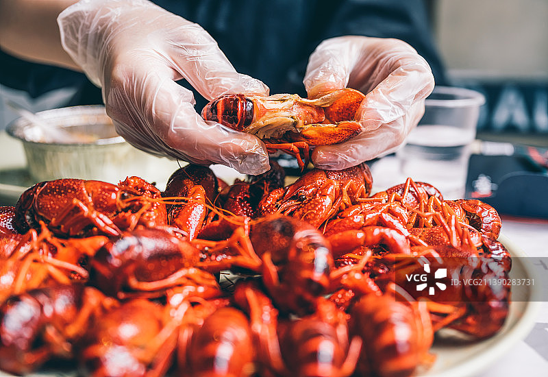 中国夏季传统美食清蒸小龙虾图片素材
