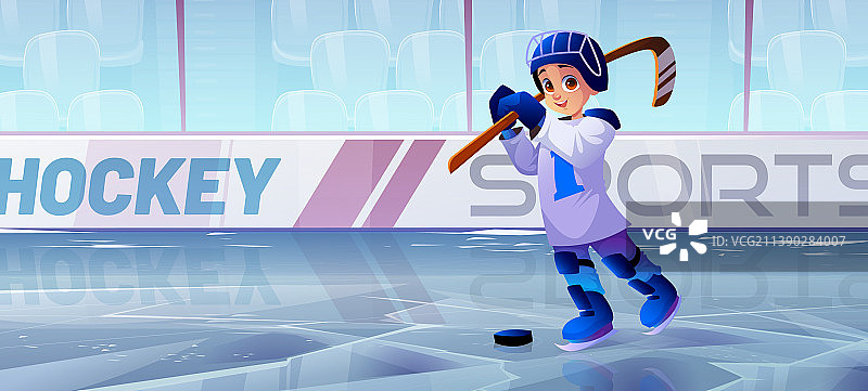 冰球溜冰场上的男孩图片素材