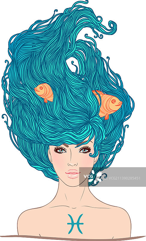 美丽的双鱼座女孩图片素材