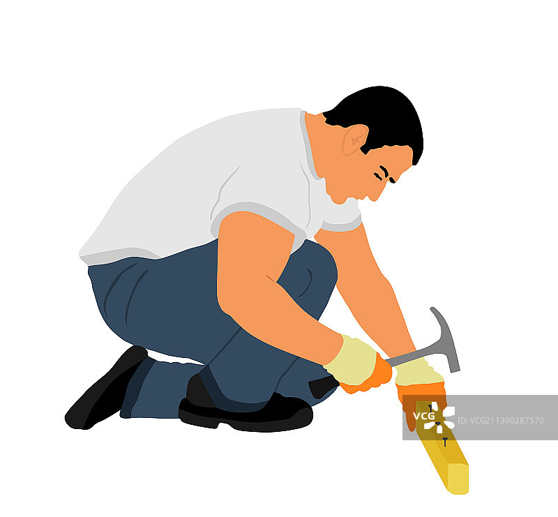 维修工用锤子钉钉子图片素材