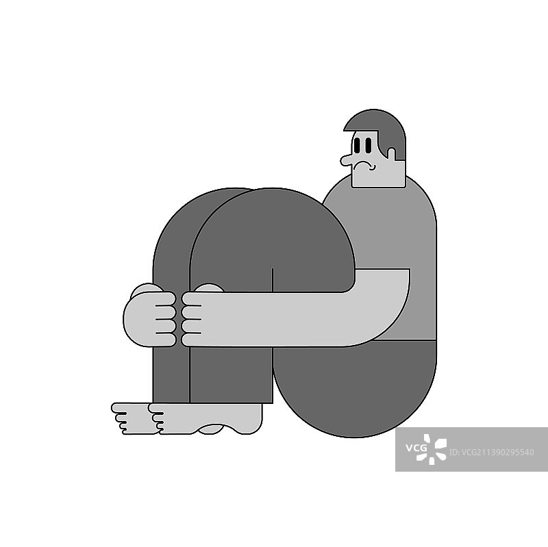 沮丧的孤独男人坐着图片素材