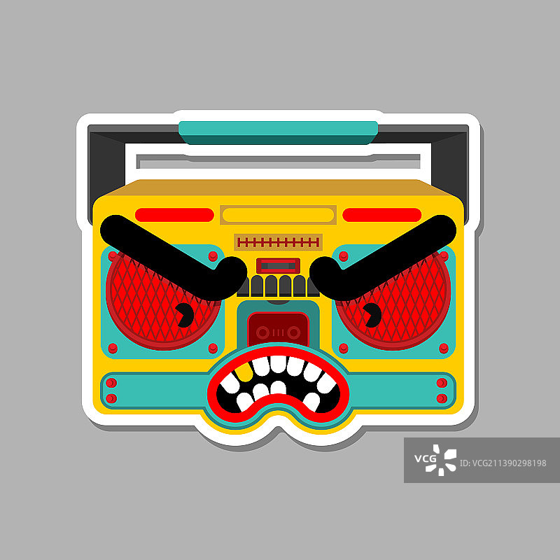 愤怒的老式收录机图片素材