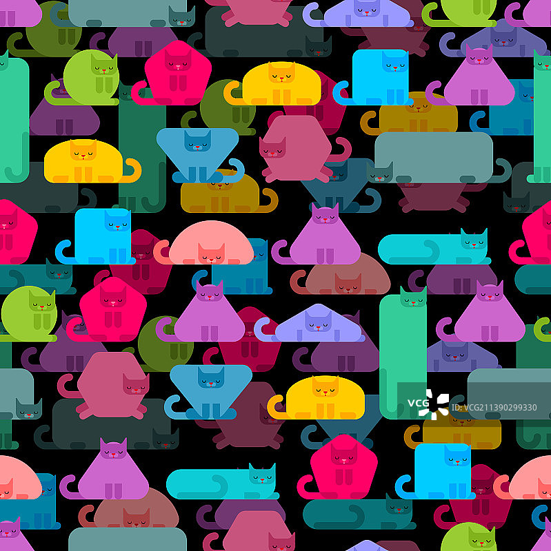 几何猫咪无缝图案图片素材
