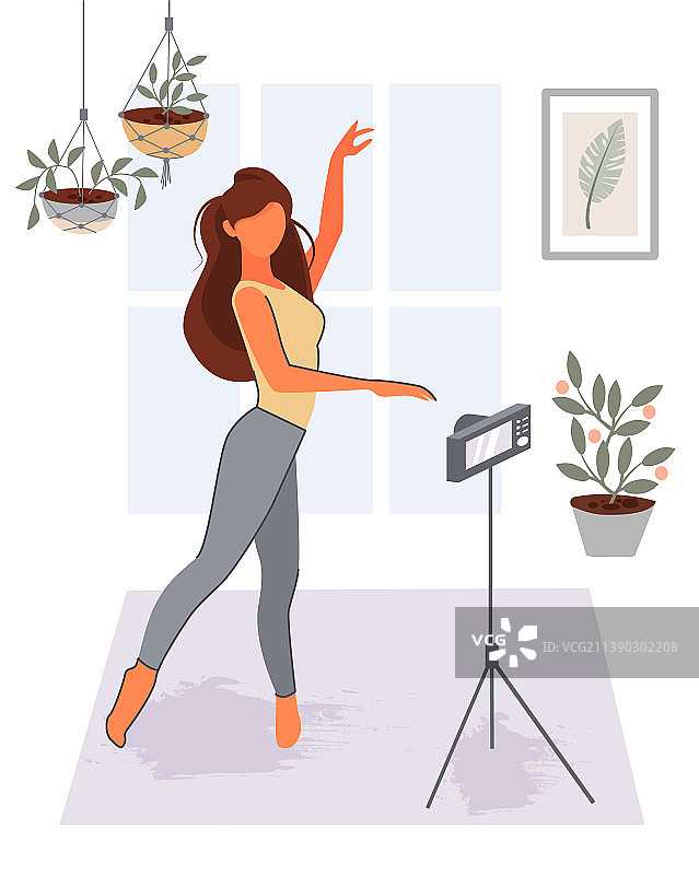 健身博主录制在线课堂视频图片素材