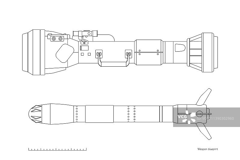 火箭发射器侧视图反坦克步枪轮廓图片素材