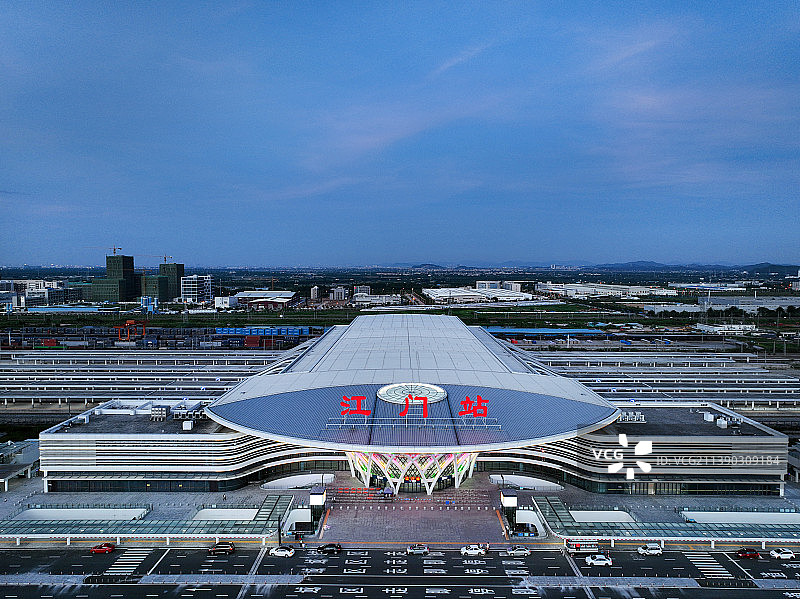 广东省江门市新会区江门站航拍图片素材