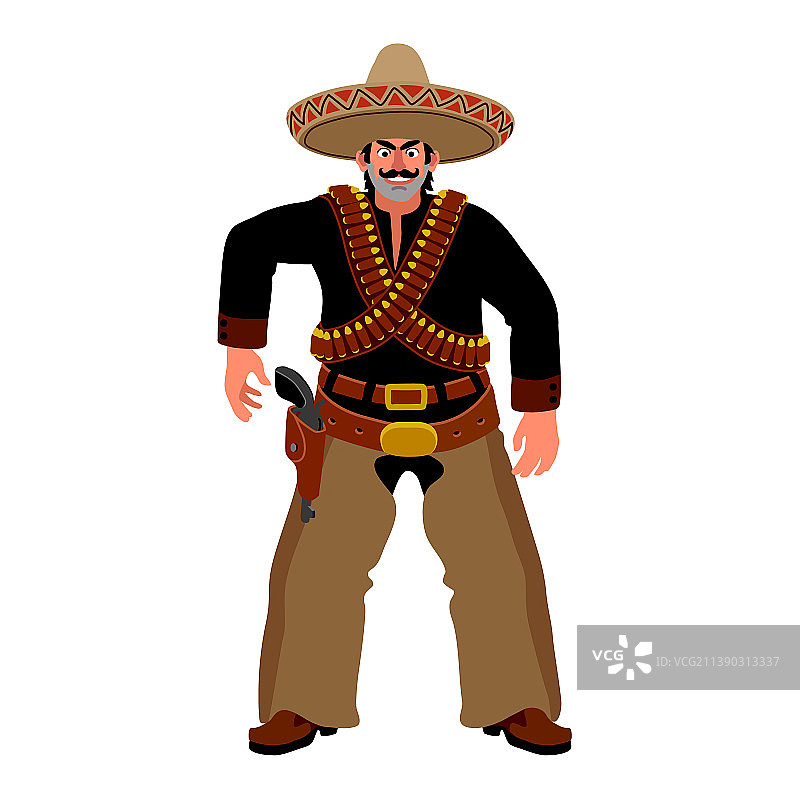 戴墨西哥帽的墨西哥枪手决斗图片素材