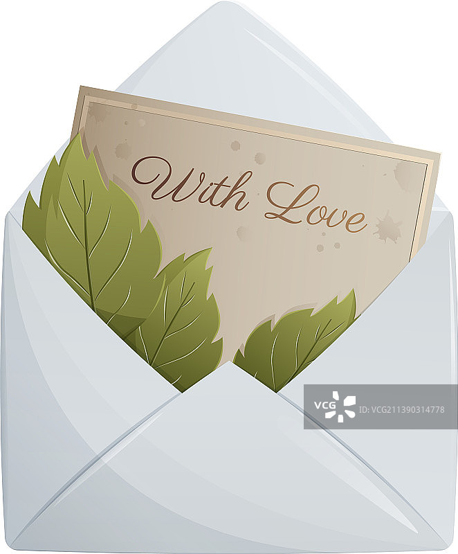 带有情人节爱意信件的信封图片素材