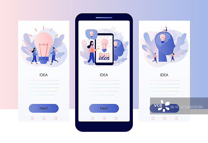 灯泡照亮微型人物的创意图片素材