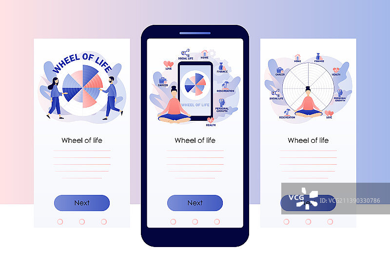 生活平衡理念：微型人物的生活之轮图片素材