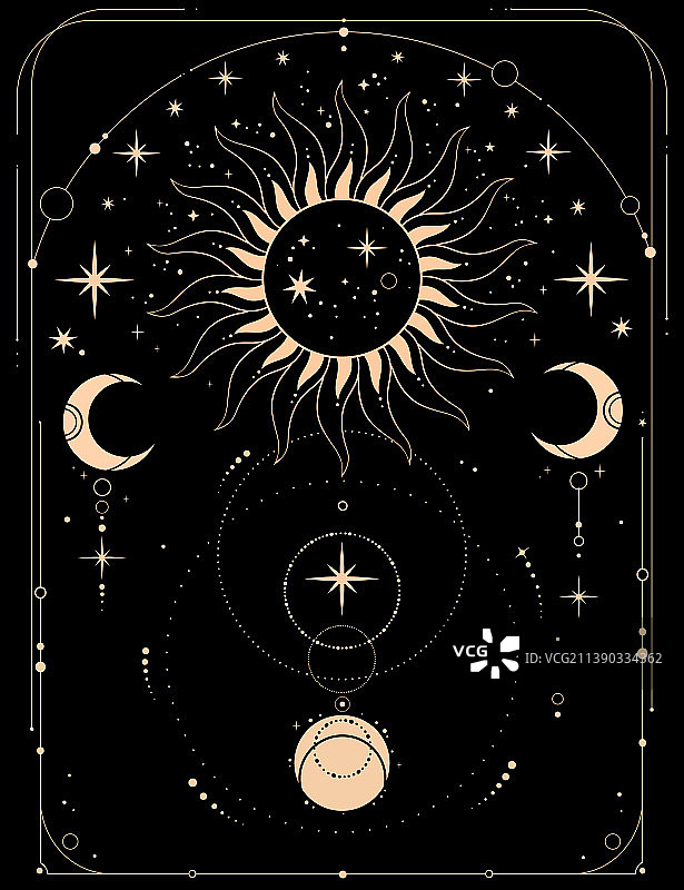 金色宇宙元素组合图片素材