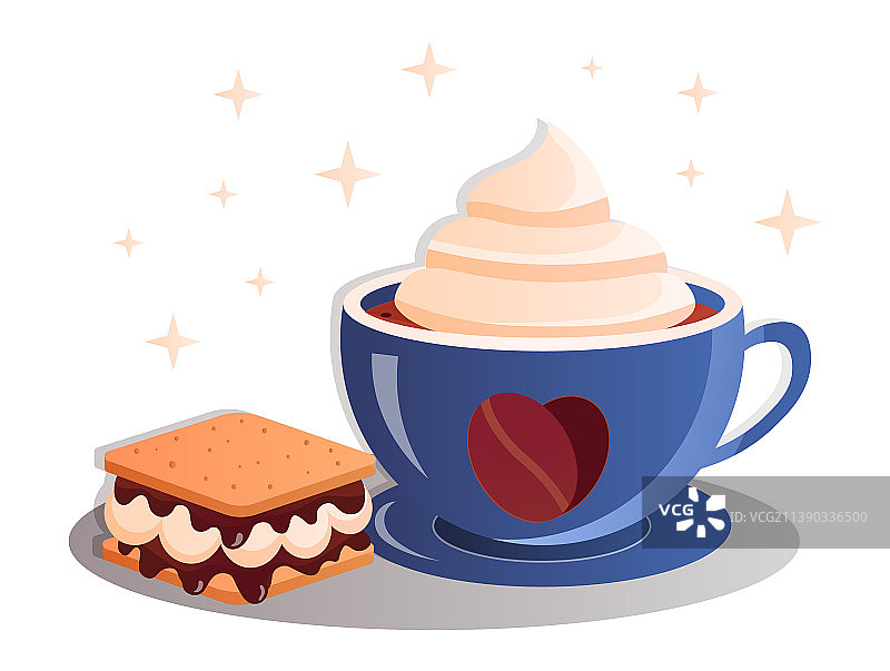 含蛋糕的热饮抽象概念图片素材