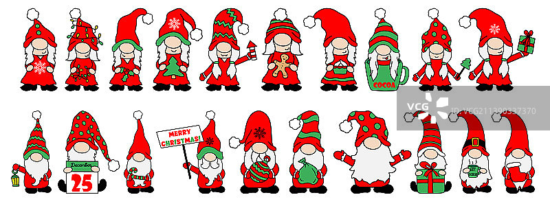 20个圣诞小矮人图案合集图片素材