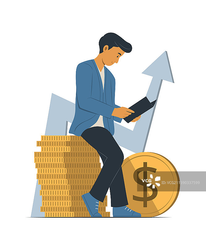 商人进行投资并获得利润图片素材