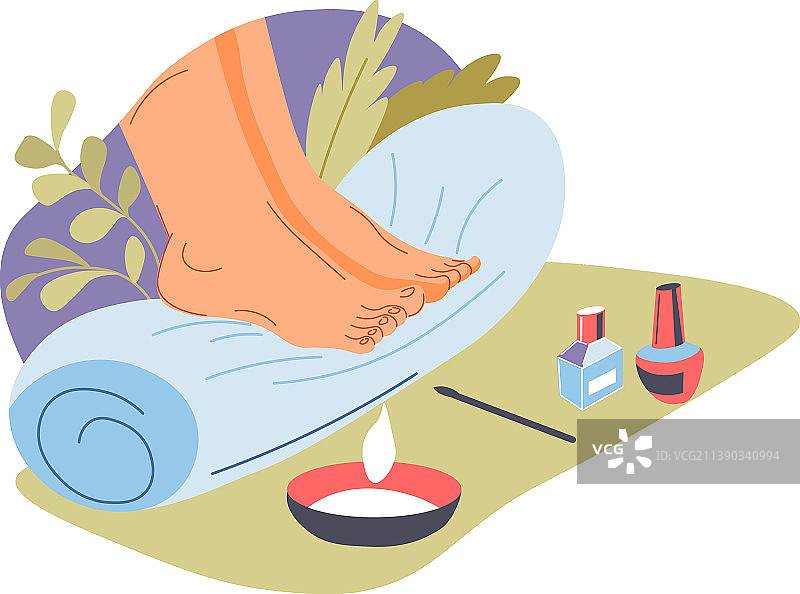 在水疗沙龙中享受足部按摩和放松图片素材