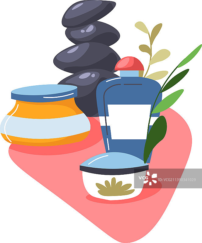 SPA沙龙乳液、面霜和热石图片素材