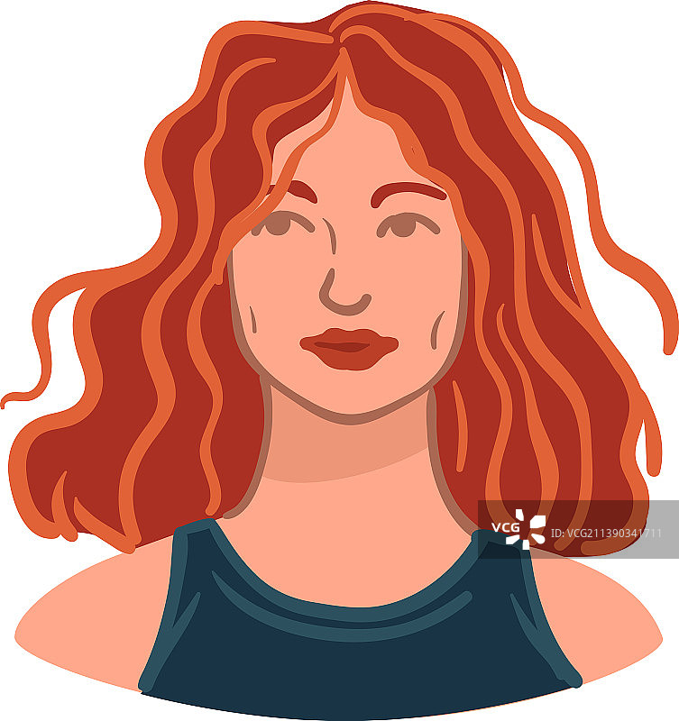 卷发的红发女子肖像图片素材