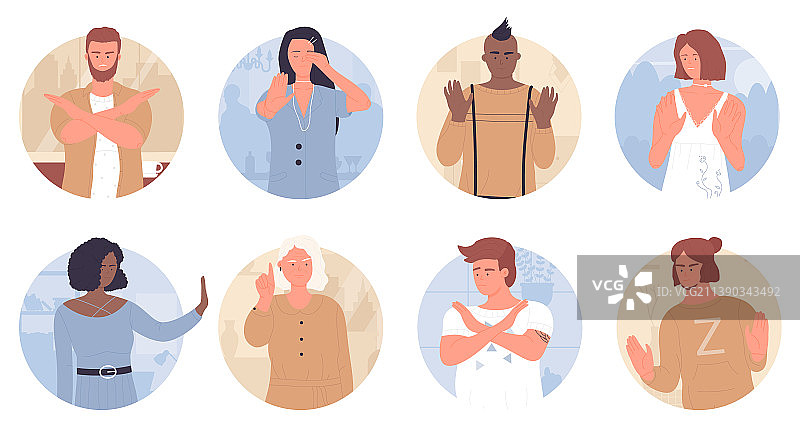 人物圆形头像禁止手势图片素材