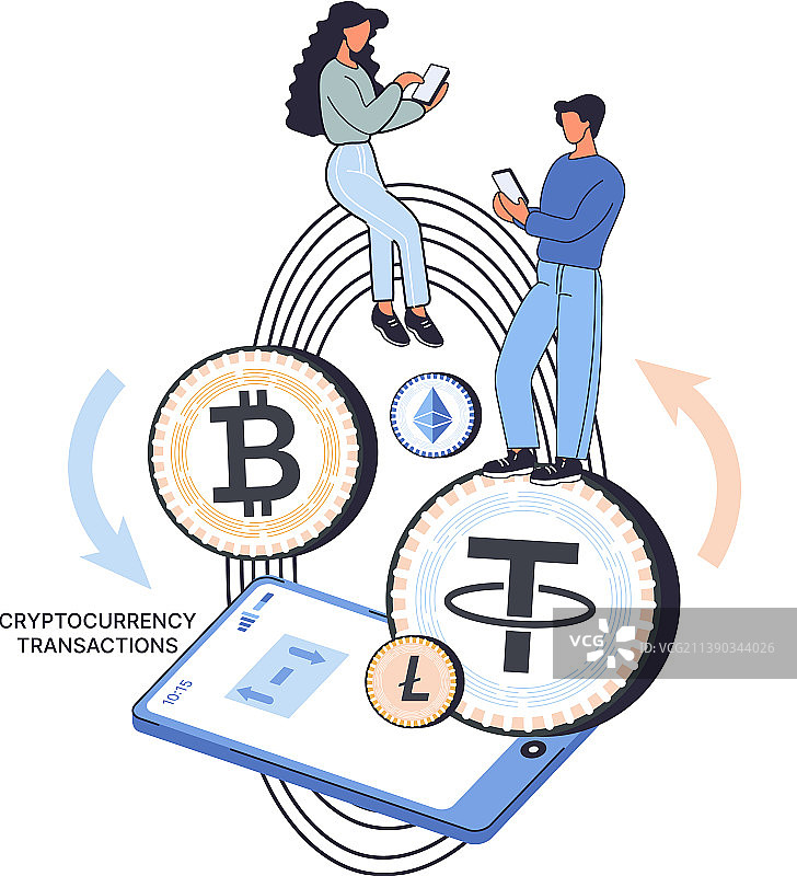 加密货币交易概念人物图片素材