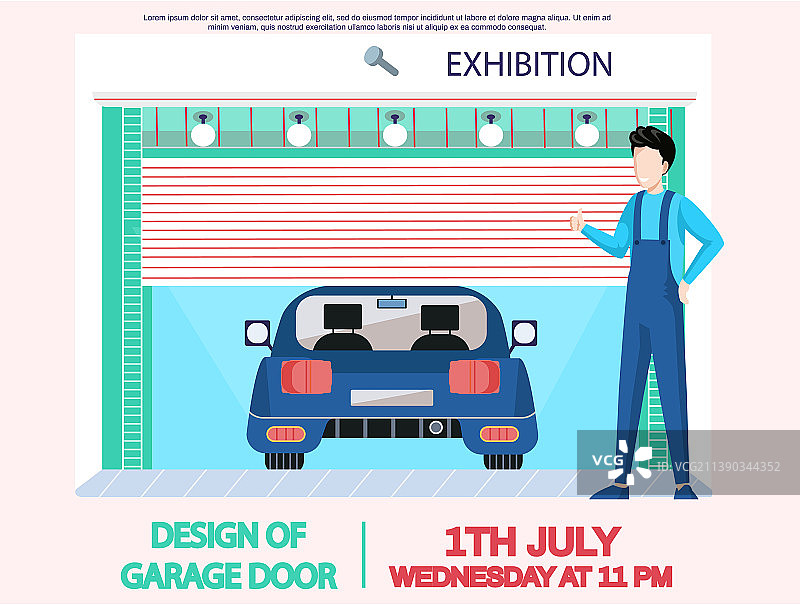 男子站在带自动门的车库附近图片素材