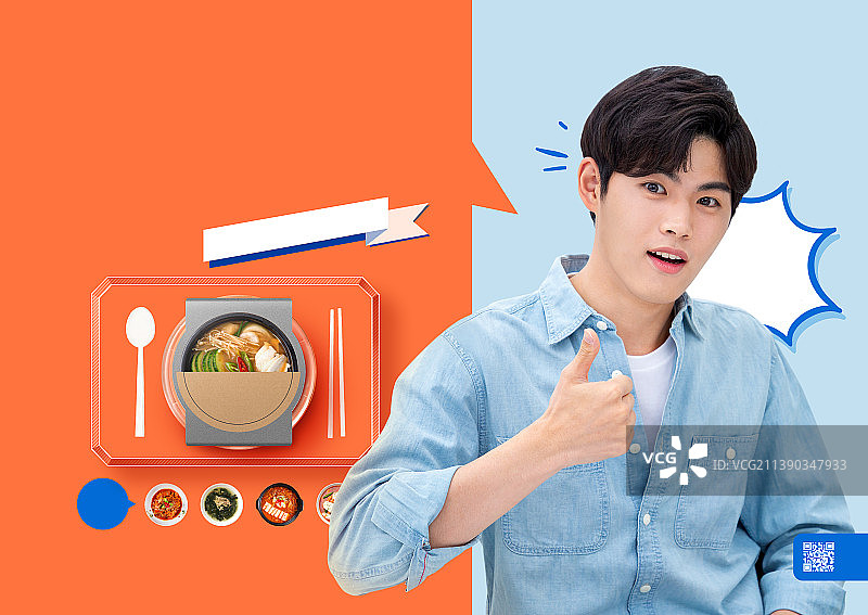 清淡饮食，净食海报与韩国模特_便利餐包图片素材