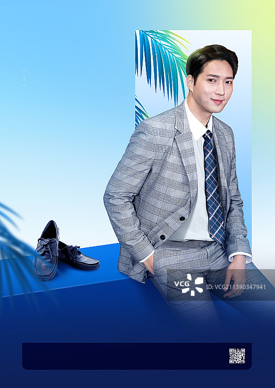 四十岁的韩国年轻男子海报，美容时尚概念图片素材