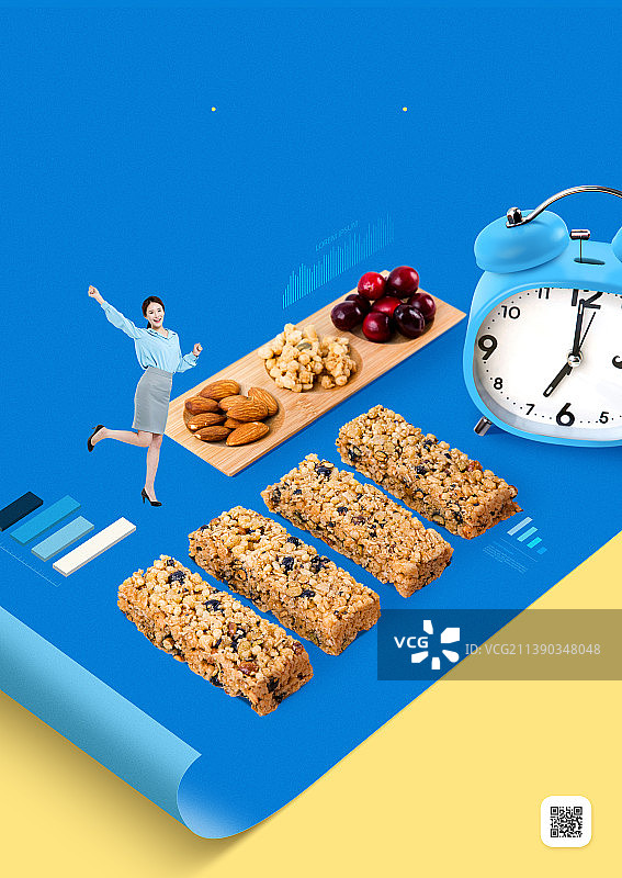 韩国模特燕麦谷物棒轻食海报图片素材