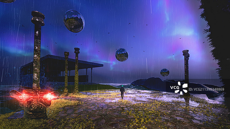 三星堆文明和黑衣人图片素材