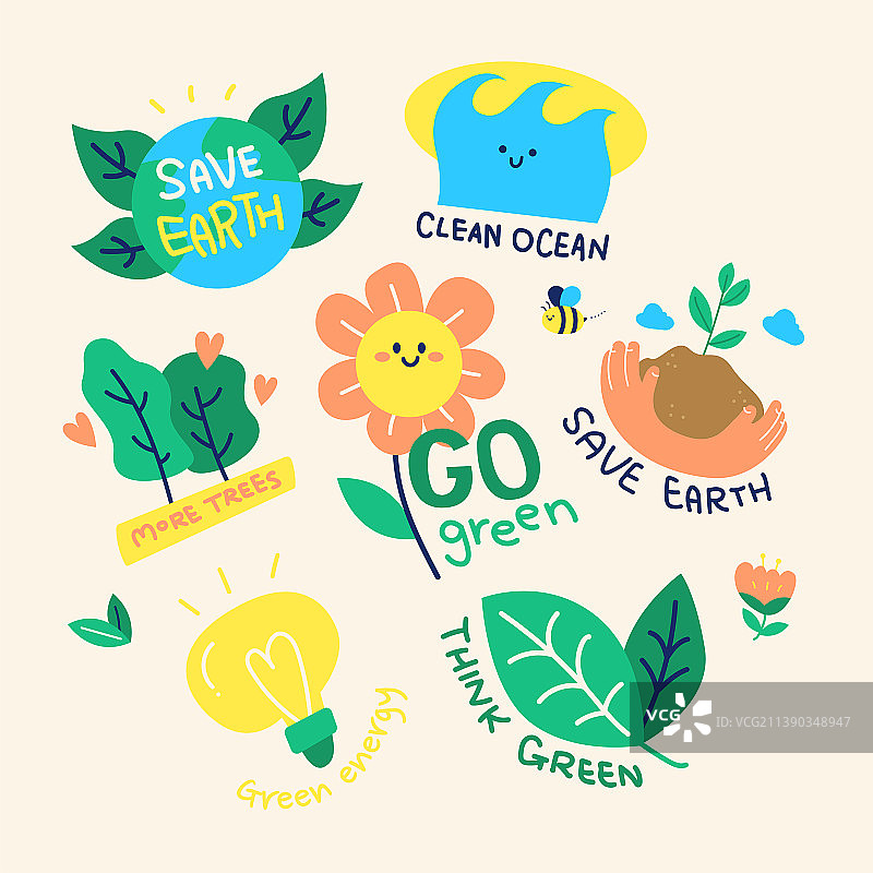 生态友好型有机食品标签矢量素材图片素材