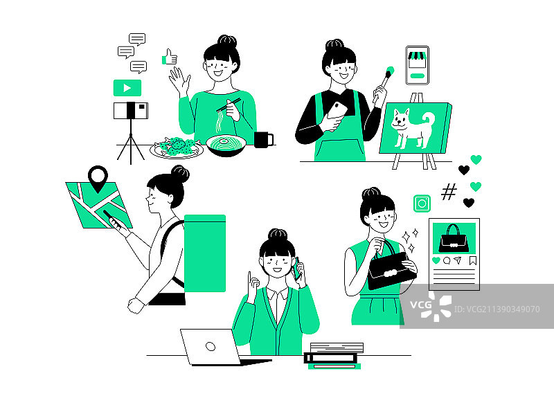 通过各种副业和爱好赚取额外收入的人图片素材