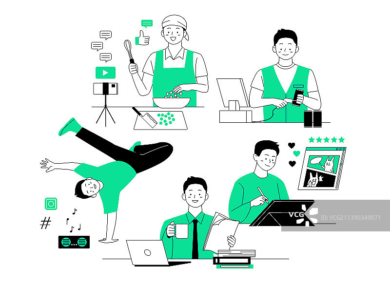 通过各种副业和爱好赚取额外收入的人图片素材