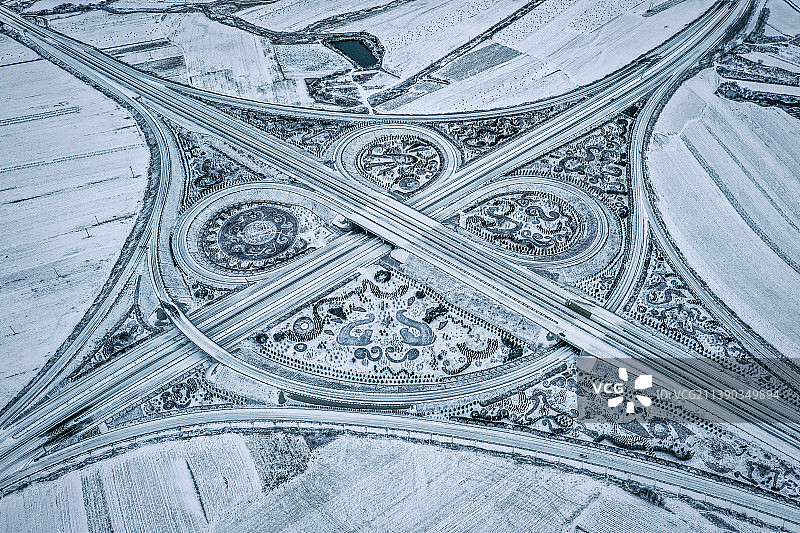 兴安盟阿力得尔互通雪景图案图片素材