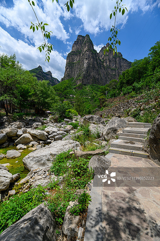 河南安阳林州国家5A级景区-太行山大峡谷，桃花谷图片素材